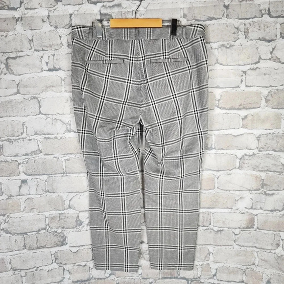 Banana Republic Sloan Bi-Stretch Ankle Pant Black/White Herringbone Plaid Sz 14 - Picture 7 of 13